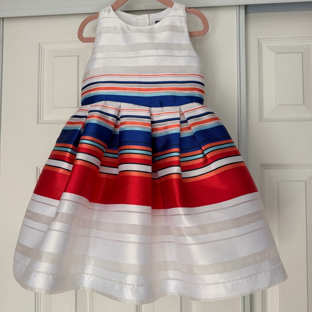 Janie and Jack Fully Lined Striped Organza Dress Girls Size 3